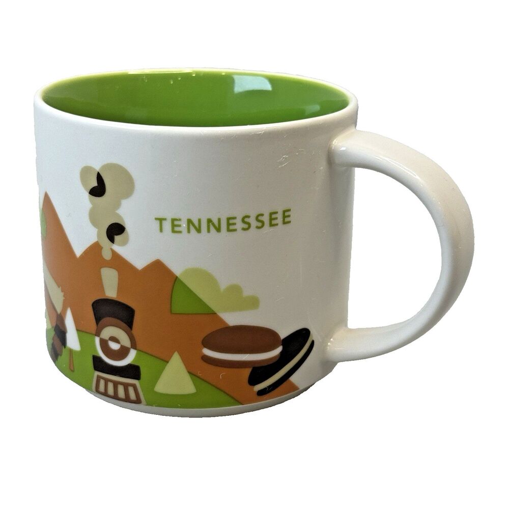 Starbucks Tennessee You Are Here Collection 2015 Coffee Mug Cup Green 14oz EUC